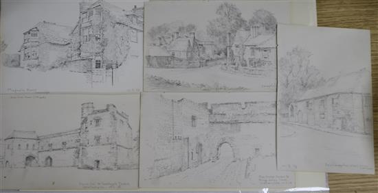 Walter Gandy, collection of eleven drawings, Southampton, Bournemouth and Swanage 11.5 x 17.5cm, unframed